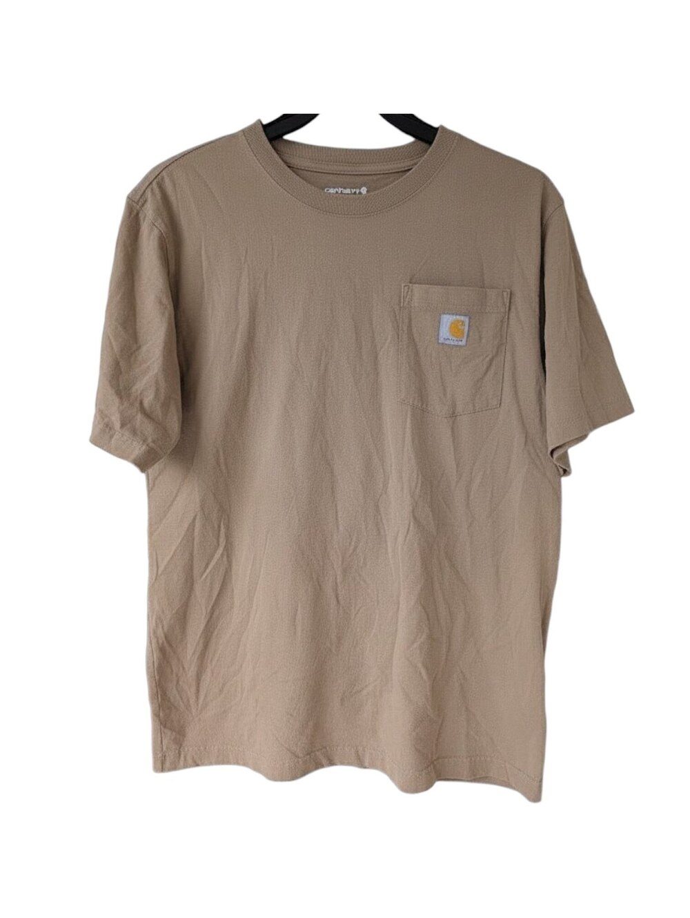 Carhartt T-Shirt Mens Medium Khaki K87 Loose Fit Cotton Pocket Tee 22x29.5